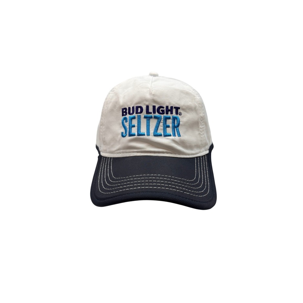 Bud Light Seltzer Baseball Cap‎ Mens White Navy Blue Embroidered OSFA